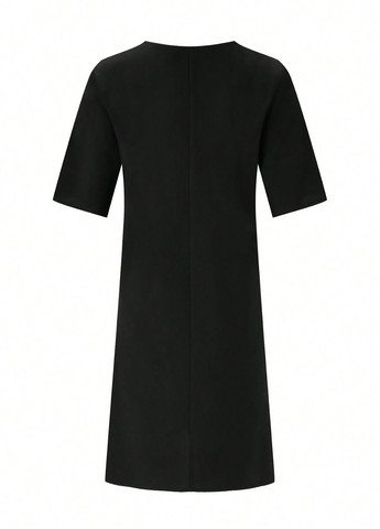 Черное кэжуал платье а-силуэт SHEIN однотонное