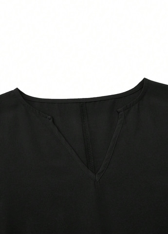 Черное кэжуал платье а-силуэт SHEIN однотонное