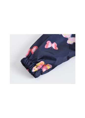 Синяя демисезонная куртка-ветровка для девочки веселые бабочки Jomake 51128