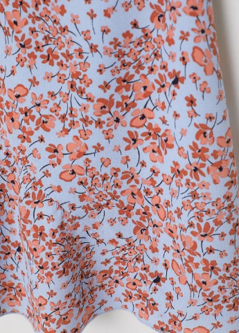 Голубая кэжуал цветочной расцветки юбка H&M клешированная