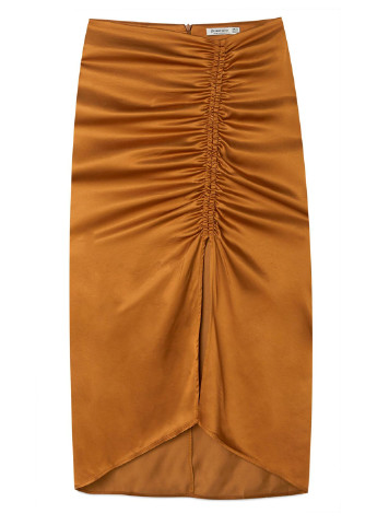 Светло-коричневая кэжуал однотонная юбка Stradivarius карандаш