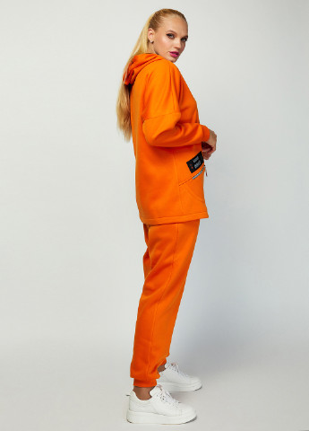 Костюм (худи, брюки) Miledi однотонный оранжевый спортивный трикотаж, хлопок