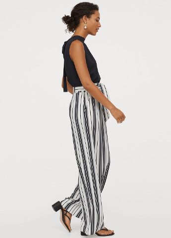 Черно-белые кэжуал летние прямые брюки H&M