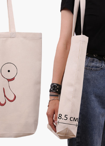Еко сумка шоппер біла Доктор Зойдберг Футурама (Doctor Zoidberg Futurama) (9227-2029-WTD) Еко сумка шоппер біла 41*39*8 см MobiPrint (215977553)