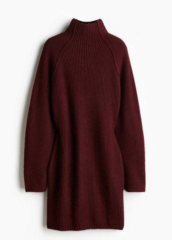 Бордовое кэжуал платье платье-свитер H&M однотонное