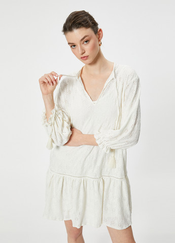 Молочное кэжуал, праздничный платье а-силуэт KOTON однотонное