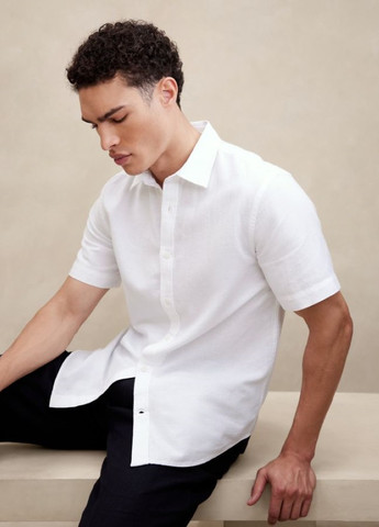 Белая кэжуал рубашка однотонная Banana Republic