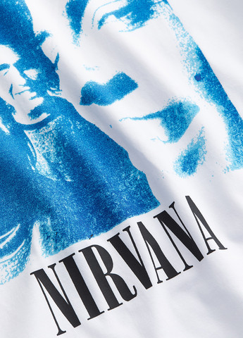 Лонгслів H&M малюнок білий кежуали бавовна