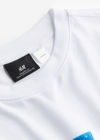 Лонгслів H&M малюнок білий кежуали бавовна