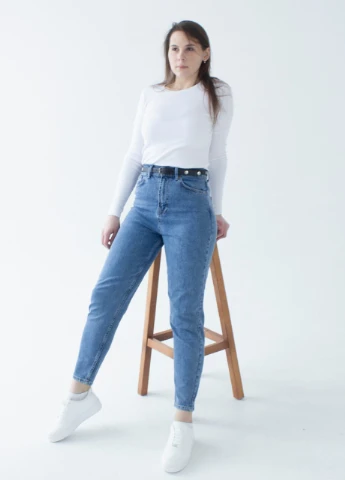Джинси жіночі світло-сині слоучі з високою посадкою Slouchy Cracpot - (252306042)