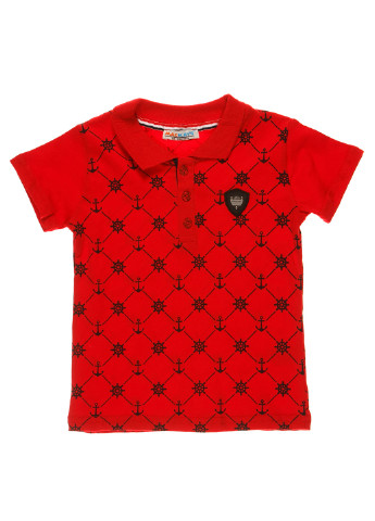 Красная футболка поло для девочек Mackays с орнаментом