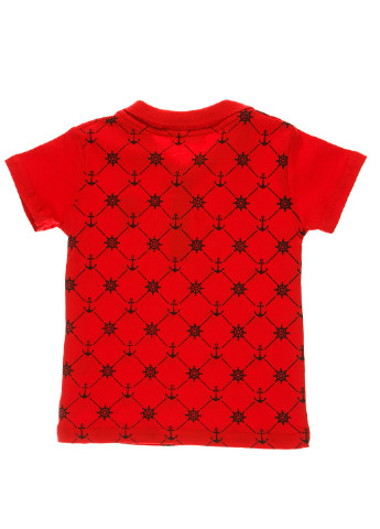 Красная детская футболка-поло для девочки Mackays с орнаментом