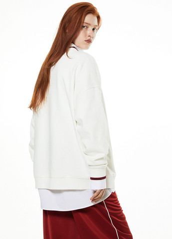 Свитшот H&M - Свободный крой надпись белый кэжуал хлопок, трикотаж - (292711687)