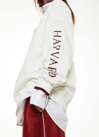 Світшот H&M - Вільний крій напис білий кежуал бавовна, трикотаж - (292711687)