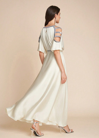 Кремовое праздничный, кэжуал платье в греческом стиле SHEIN однотонное