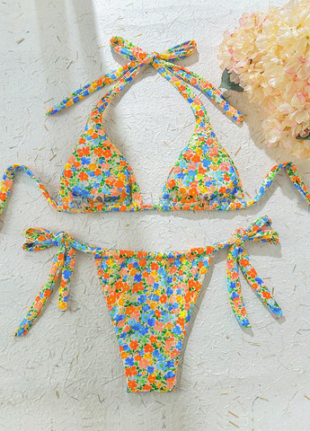 Комбинированный летний купальник (бюст, трусики) раздельный SHEIN