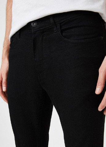 Джинси KOTON скінні, вкорочені однотонні чорні джинсові бавовна