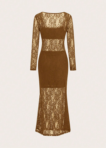 Охра коктейльное, кэжуал платье силуэтная, годе SHEIN однотонное