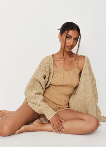 Бежевый демисезонный кардиган Missguided