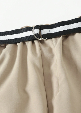 Бежевые кэжуал демисезонные брюки прямые SHEIN