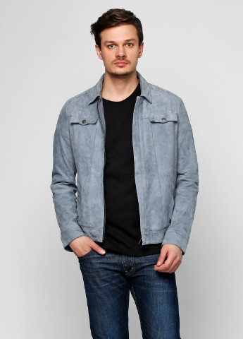 Голубая демисезонная куртка замшевая Calvin Klein Jeans