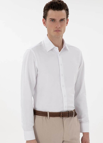 Белая классическая рубашка однотонная Pierre Cardin