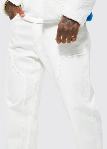 Белые демисезонные прямые джинсы Boohoo