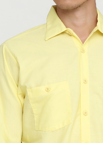 Желтая кэжуал рубашка однотонная Red с длинным рукавом