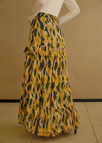 Разноцветная кэжуал с абстрактным узором юбка SHEIN а-силуэта (трапеция)