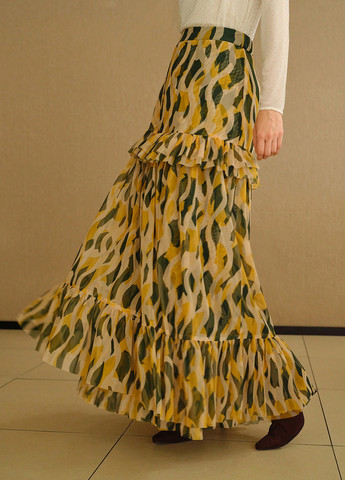 Разноцветная кэжуал с абстрактным узором юбка SHEIN а-силуэта (трапеция)