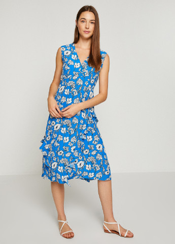 Синее кэжуал платье KOTON с цветочным принтом