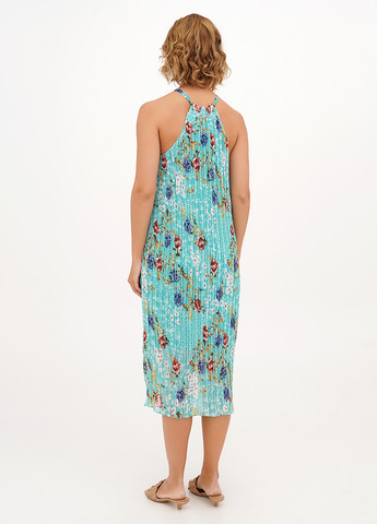 Мятное кэжуал платье плиссированное Vicolo с цветочным принтом