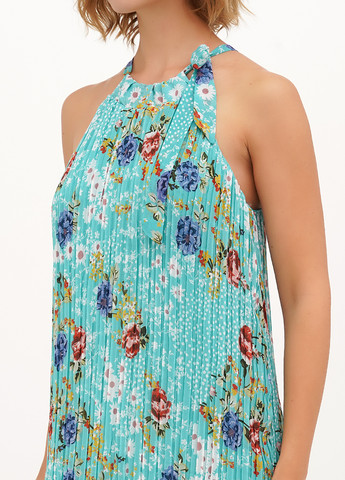 Мятное кэжуал платье плиссированное Vicolo с цветочным принтом