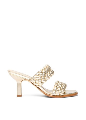 Золотые шлепанцы Michael Kors плетение