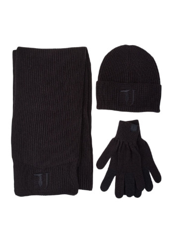 Чорний зимній комплект (шапка / шарф / рукавички) Trussardi Jeans