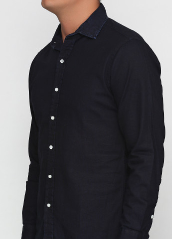 Синяя кэжуал рубашка однотонная Ralph Lauren с длинным рукавом