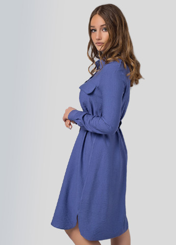 Синее кэжуал платье рубашка Azuri однотонное