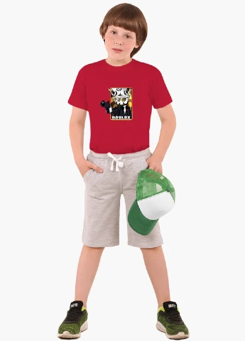 Красная демисезонная футболка детская роблокс (roblox)(9224-1222) MobiPrint