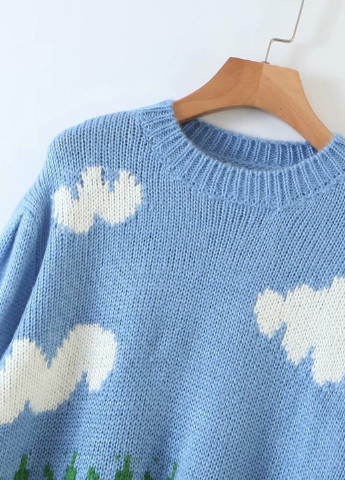 Голубой демисезонный свитер женский вязаный nature Berni Fashion 56769
