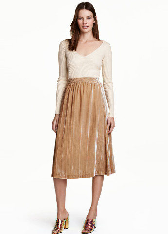 Темно-бежевая кэжуал юбка H&M клешированная