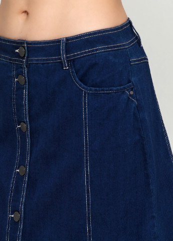 Синяя джинсовая однотонная юбка BRANDTEX CLASSIC а-силуэта (трапеция)