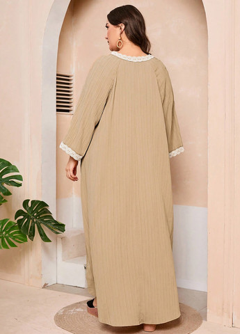 Светло-бежевое кэжуал платье а-силуэт SHEIN однотонное