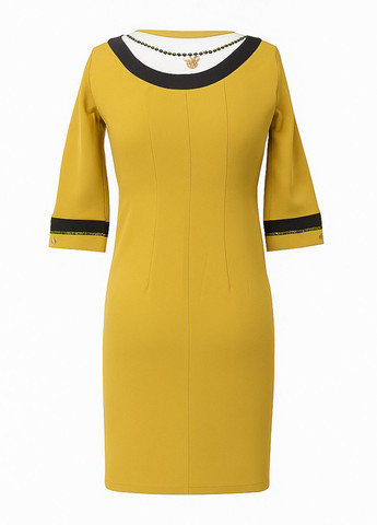 Горчичное кэжуал платье футляр Sassofono однотонное