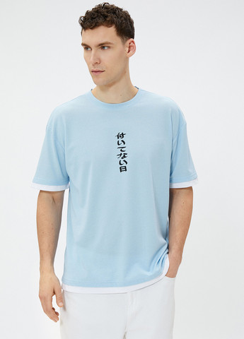 Голубая летняя футболка KOTON