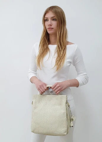 Жіноча сумка велика з ручками молочна шкіряна Fashion (232986065)