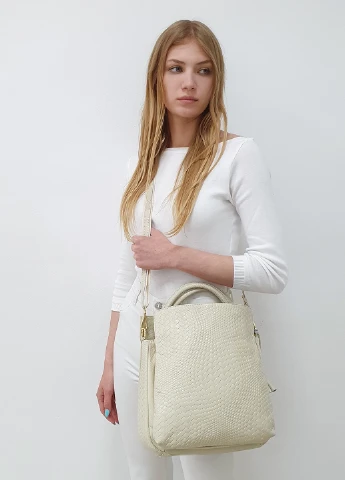 Жіноча сумка велика з ручками молочна шкіряна Fashion (232986065)