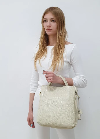 Жіноча сумка велика з ручками молочна шкіряна Fashion (232986065)