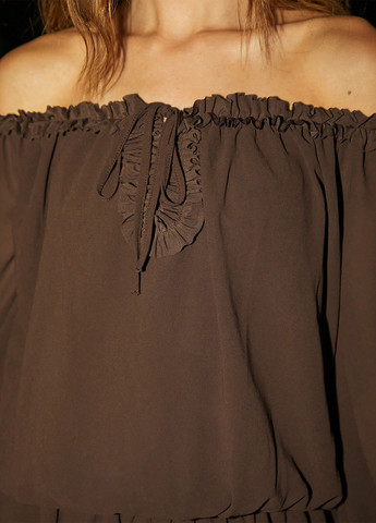 Комбінезон SHEIN комбінезон-шорти однотонний коричневий кежуал поліестер, шифон