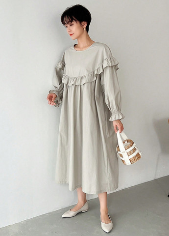 Сіро-бежева кежуал сукня оверсайз SHEIN однотонна