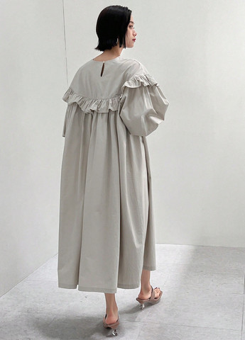 Сіро-бежева кежуал сукня оверсайз SHEIN однотонна